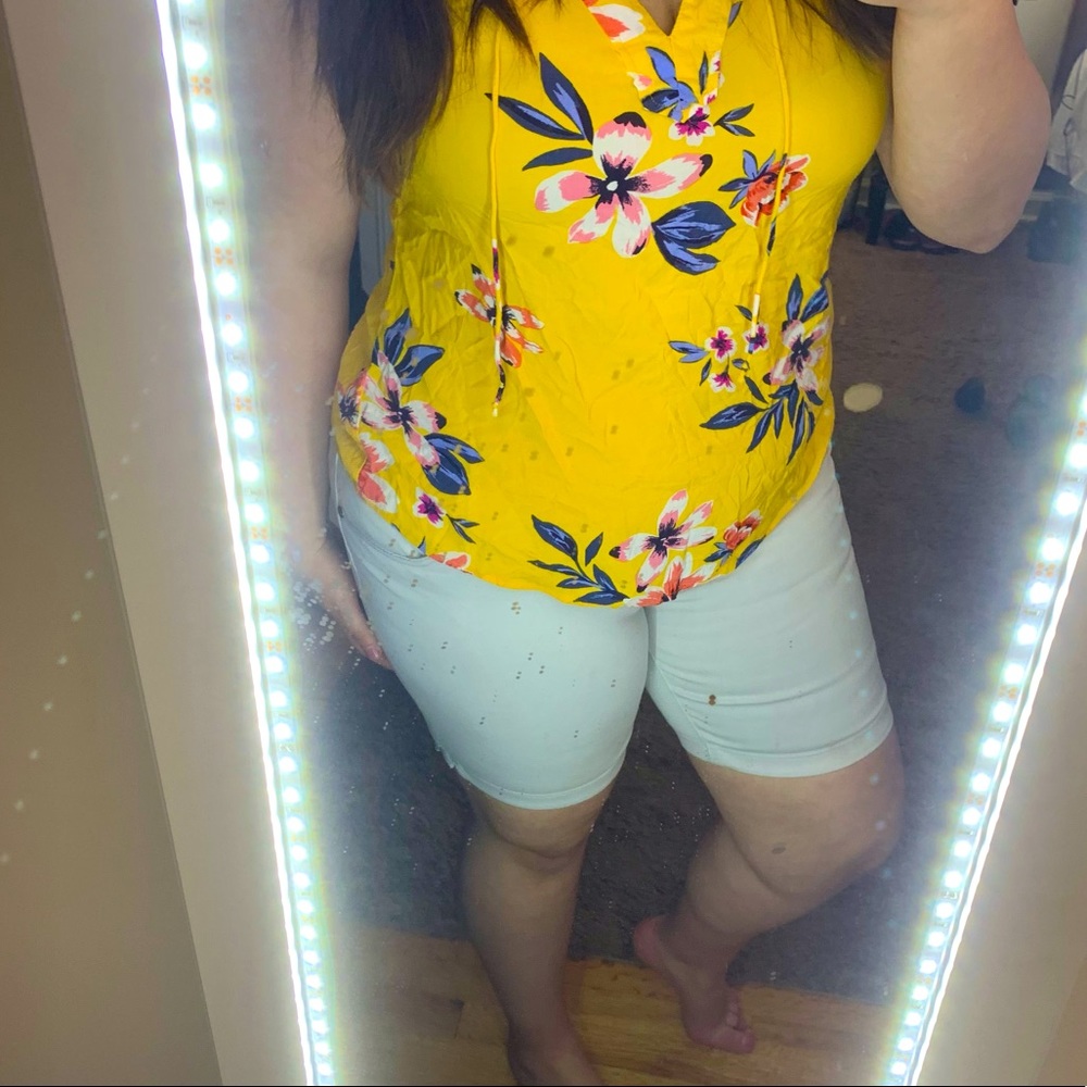 Long White jean shorts